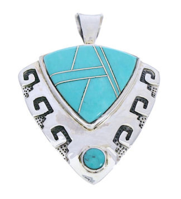 Sterling Silver Turquoise Inlay Jewelry Southwestern Pendant GS75888
